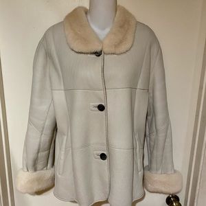 Pellacci New Zealand Baby Lamb Shearling Lined & Mink collar & Cuffs Sz S